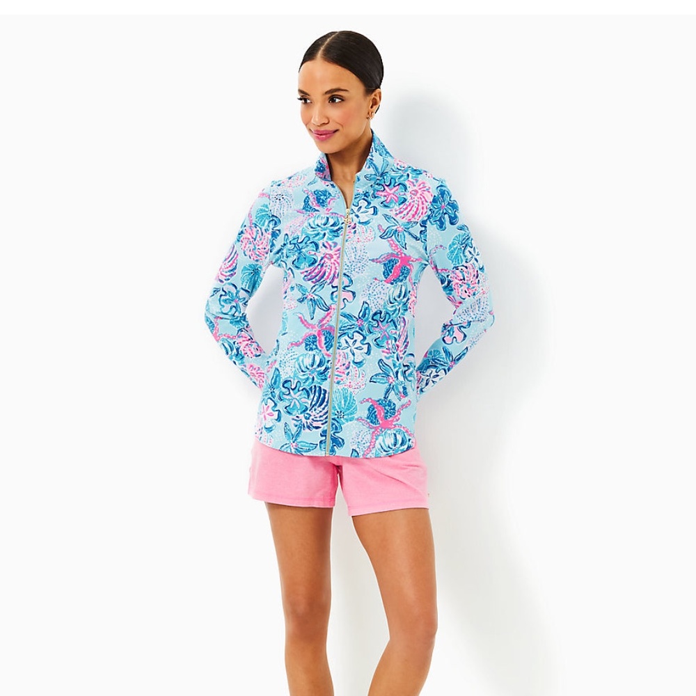 NWOT Lilly Pulitzer LEONA UPF 50+ ZIP-UP, MULTI BAHAMAS BEACHCOMBER